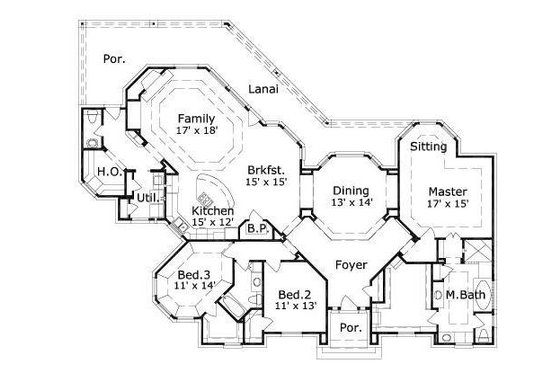 Floor Plan - Main Floor for European House Plan #411-622 - 3 bed, 2.5 bath