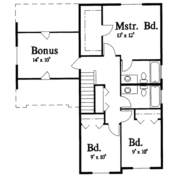 Traditional Floor Plan - Upper Floor Plan #303-350