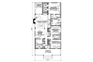 Floor Plan - Main Floor for Southern House Plan #137-271 - 3 bed, 2 bath
