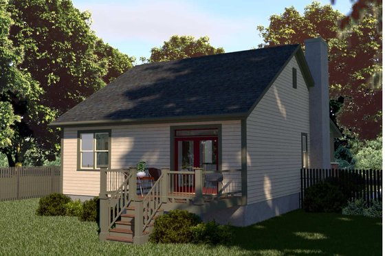 Exterior - Rear Elevation for Farmhouse House Plan #79-159 - 3 bed, 2 bath