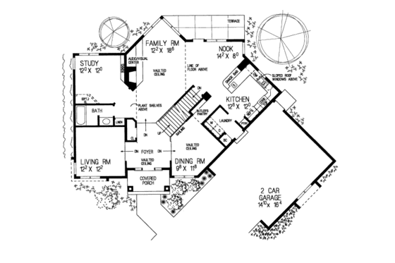 Floor Plan - Main Floor for Traditional House Plan #72-375 - 3 bed, 3 bath
