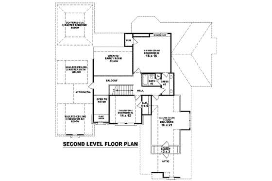 Floor Plan - Upper Floor for European House Plan #81-1263 - 4 bed, 3.5 bath