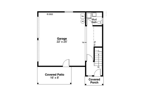 Floor Plan - Main Floor for Traditional House Plan #124-1300 - 2 bed, 1.5 bath
