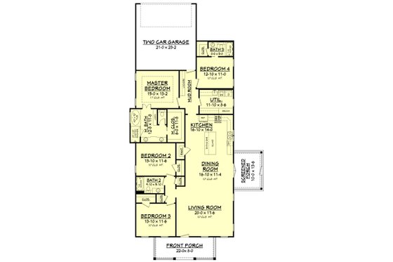 Floor Plan - Main Floor for Craftsman House Plan #430-174 - 4 bed, 3 bath