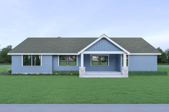 Exterior - Rear Elevation for Craftsman House Plan #1070-54 - 3 bed, 2.5 bath