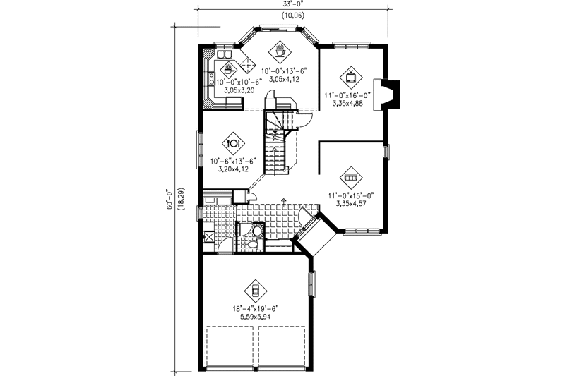 Dream House Plan - Floor Plan - Main Floor for European House Plan #25-2084 - 4 bed, 2.5 bath