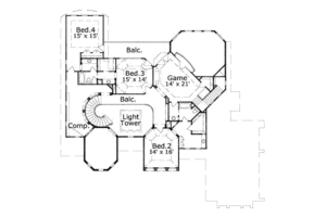 Floor Plan - Upper Floor for Mediterranean House Plan #411-120 - 4 bed, 3.5 bath