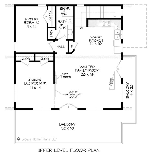 House Plan Design - Contemporary Floor Plan - Upper Floor Plan #932-779