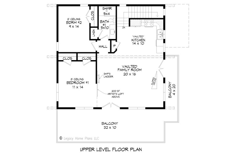 House Plan Design - Floor Plan - Upper Floor for Contemporary House Plan #932-779 - 3 bed, 2 bath