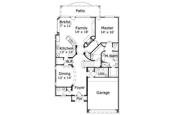 Floor Plan - Main Floor for Traditional House Plan #411-179 - 3 bed, 2 bath