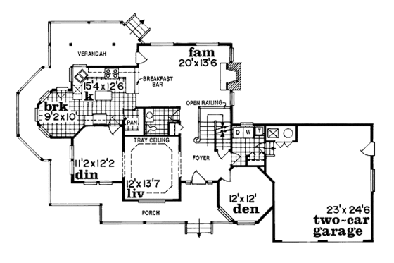 Floor Plan - Main Floor for Victorian House Plan #47-302 - 4 bed, 2.5 bath