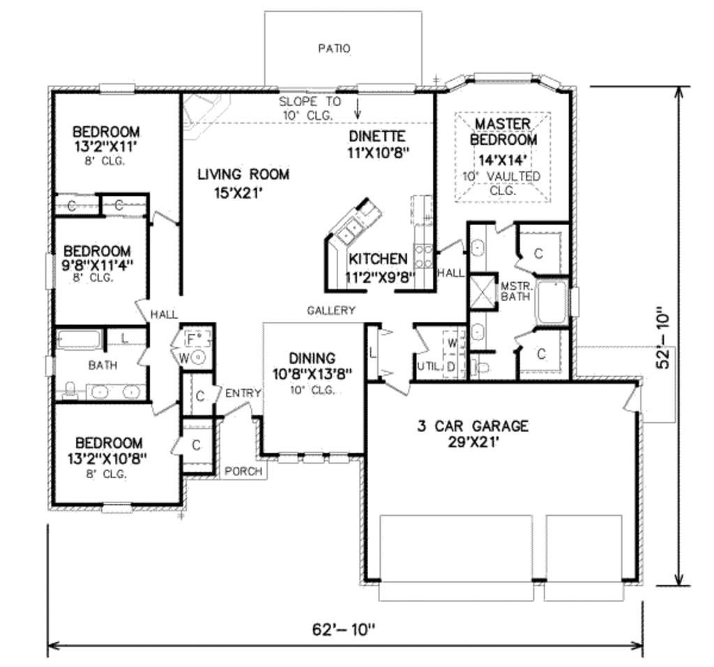 Traditional Style House Plan - 4 Beds 2 Baths 2108 Sq/Ft Plan #65-146 ...