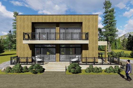 Exterior - Front Elevation 3 for Modern House Plan #549-2 - 3 bed, 2 bath