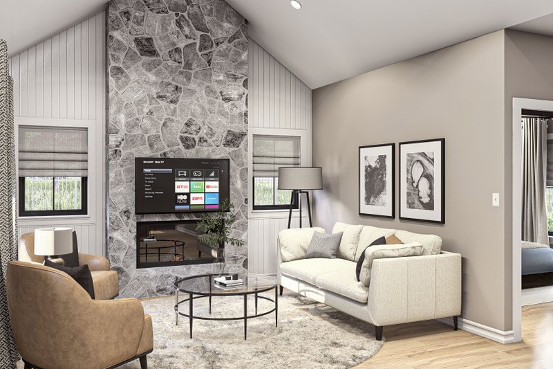 House Plan Design - Interior - Family Room 1 for Modern House Plan #455-474 - 1 bed, 1 bath