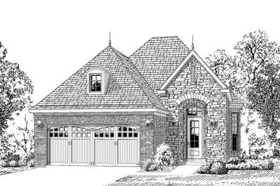Exterior - Front Elevation for European House Plan #424-120 - 3 bed, 2 bath