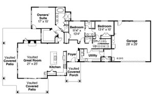 Floor Plan - Main Floor for Craftsman House Plan #124-988 - 3 bed, 2.5 bath