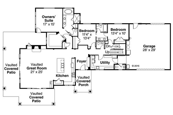 Craftsman Floor Plan - Main Floor Plan #124-988