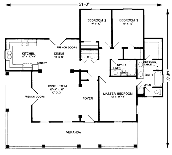 House Design - Southern Floor Plan - Main Floor Plan #410-255