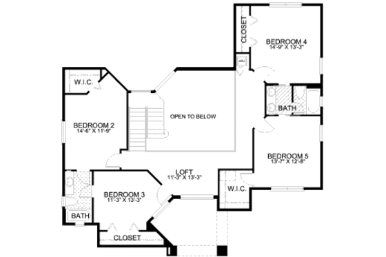 Floor Plan - Upper Floor for Mediterranean House Plan #420-142 - 5 bed, 3.5 bath