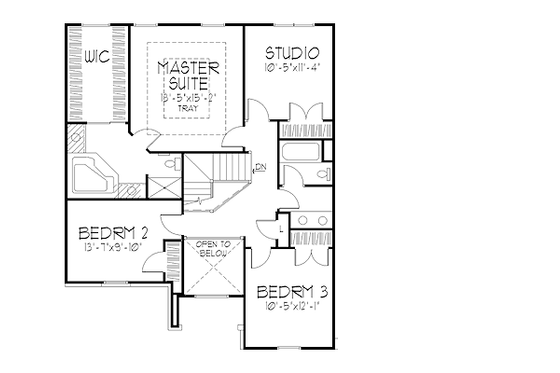 Floor Plan - Upper Floor for European House Plan #320-423 - 3 bed, 2.5 bath