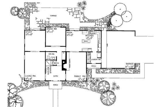 Floor Plan - Main Floor for Colonial House Plan #72-333 - 4 bed, 2.5 bath