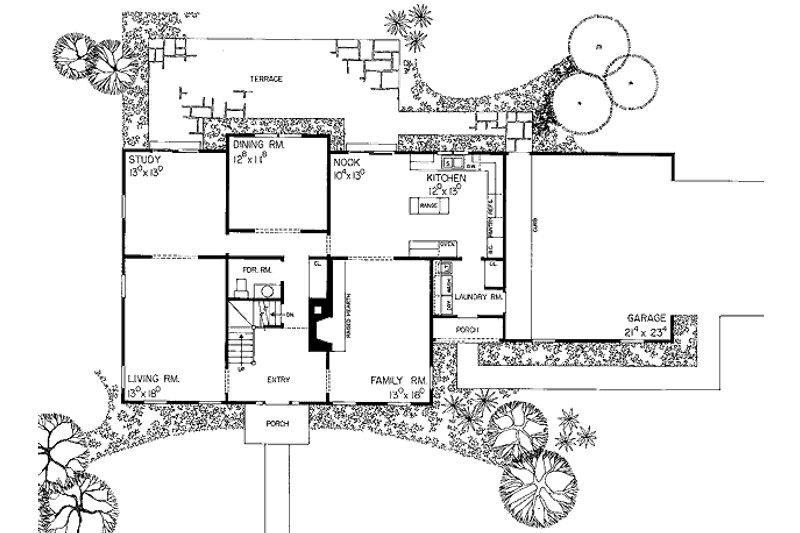Home Plan - Floor Plan - Main Floor for Colonial House Plan #72-333 - 4 bed, 2.5 bath