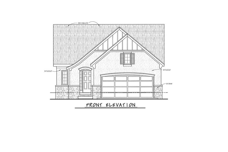 House Blueprint - Exterior - Front Elevation 4 for European House Plan #20-2147 - 1 bed, 2 bath