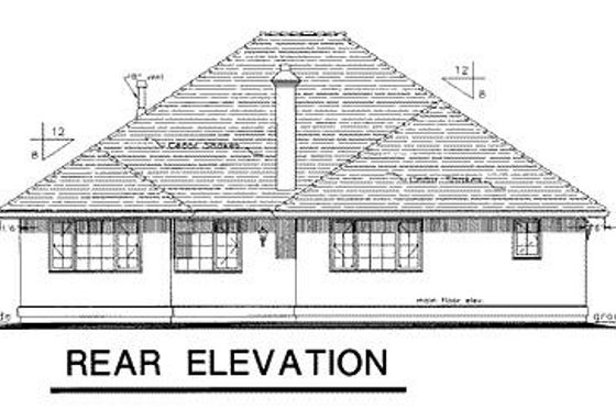 Exterior - Rear Elevation for Ranch House Plan #18-131 - 3 bed, 2 bath