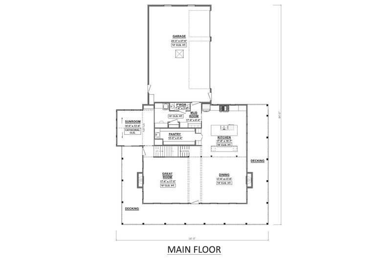 House Plan Design - Floor Plan - Main Floor for Farmhouse House Plan #1089-15 - 4 bed, 3.5 bath