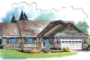Ranch Exterior - Front Elevation Plan #18-4529