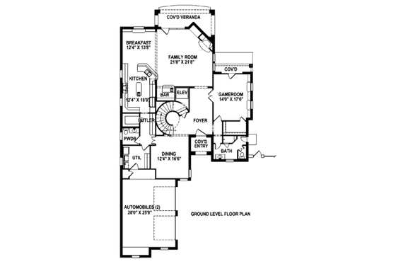 Floor Plan - Main Floor for Modern House Plan #141-290 - 3 bed, 4.5 bath