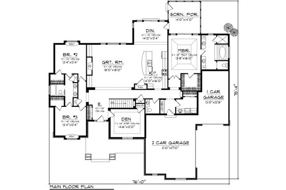 Floor Plan - Main Floor for Traditional House Plan #70-1122 - 3 bed, 2.5 bath