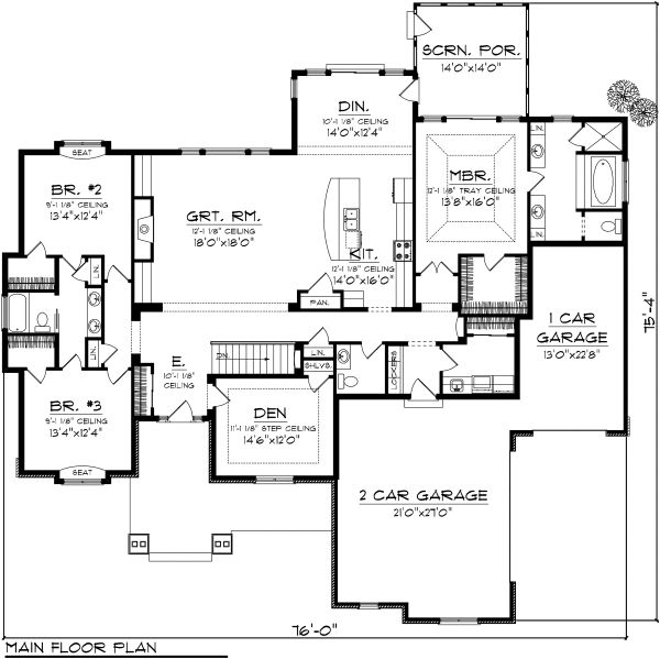 House Plan Design - Traditional Floor Plan - Main Floor Plan #70-1122