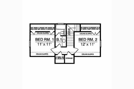 Floor Plan - Upper Floor for Cottage House Plan #40-184 - 3 bed, 2 bath