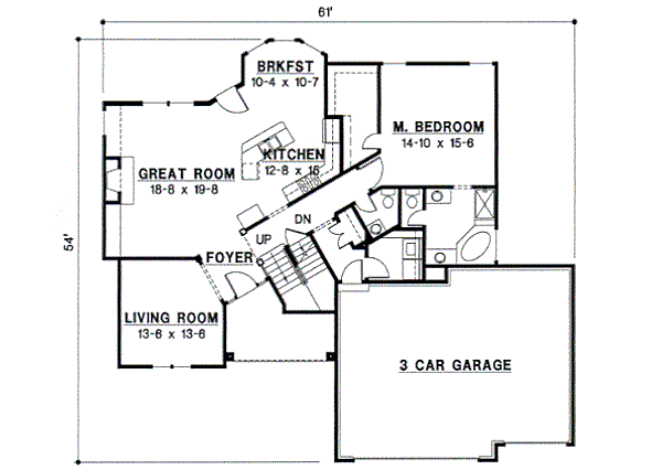 Traditional Floor Plan - Main Floor Plan #67-397