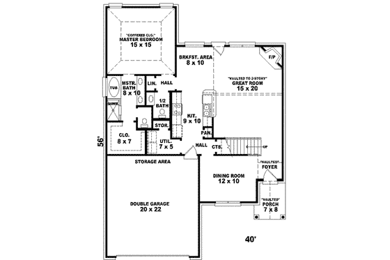 Floor Plan - Main Floor for European House Plan #81-699 - 3 bed, 2.5 bath