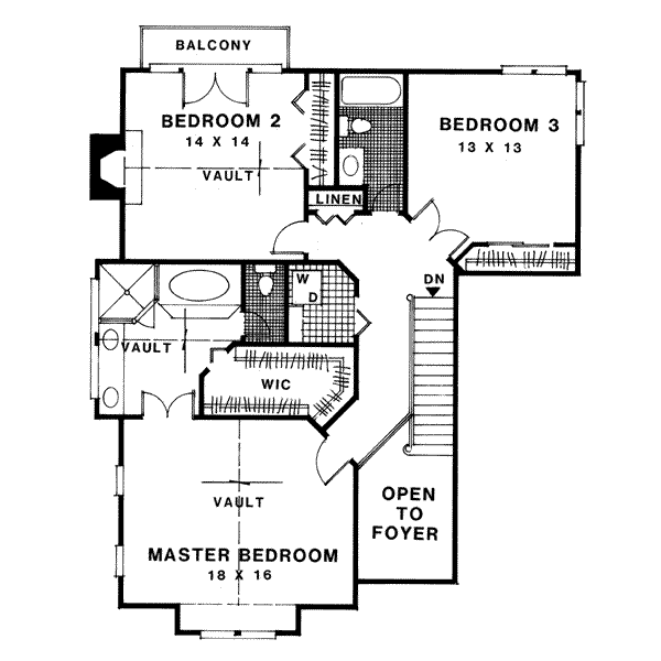 Architectural House Design - European Floor Plan - Upper Floor Plan #56-223
