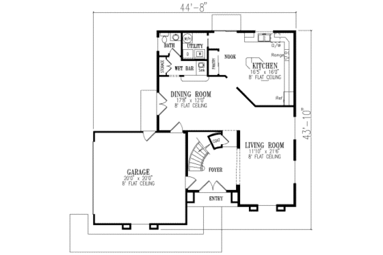 Floor Plan - Main Floor for Adobe / Southwestern House Plan #1-428 - 3 bed, 2.5 bath
