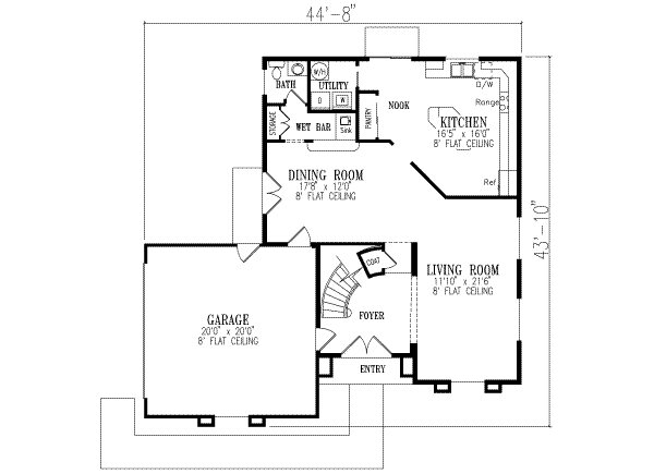 Adobe / Southwestern Floor Plan - Main Floor Plan #1-428