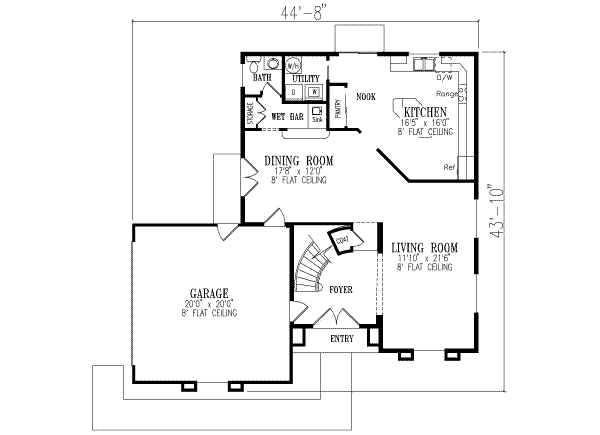 Home Plan - Adobe / Southwestern Floor Plan - Main Floor Plan #1-428