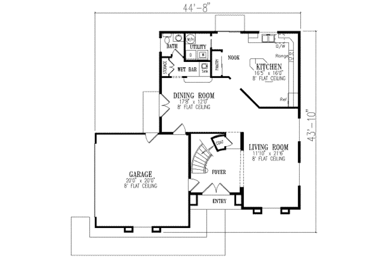 Home Plan - Floor Plan - Main Floor for Adobe / Southwestern House Plan #1-428 - 3 bed, 2.5 bath