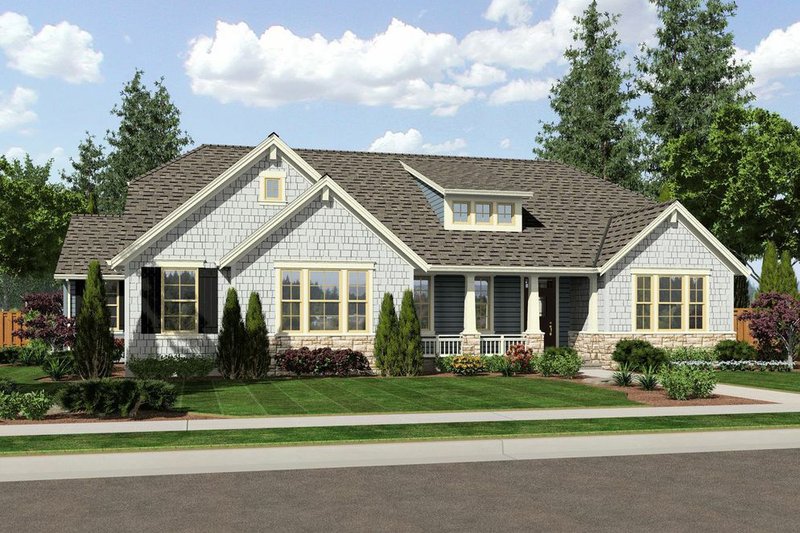 House Blueprint - Craftsman Exterior - Front Elevation Plan #46-527