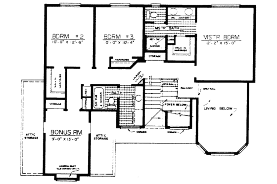 Floor Plan - Upper Floor for Traditional House Plan #303-112 - 4 bed, 2.5 bath