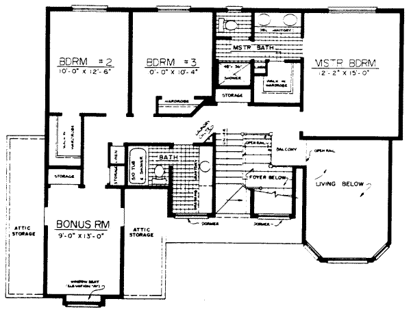 Traditional Floor Plan - Upper Floor Plan #303-112