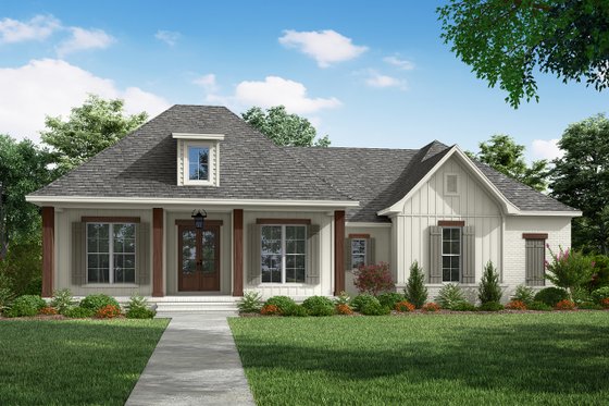 Exterior - Front Elevation 3 for European House Plan #430-144 - 3 bed, 2 bath