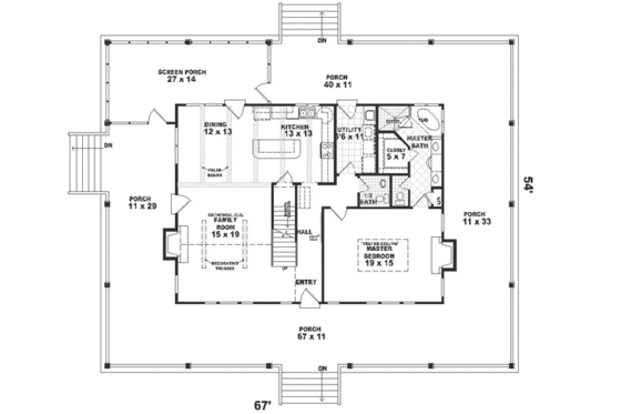 Floor Plan - Main Floor for Country House Plan #81-103 - 3 bed, 2.5 bath