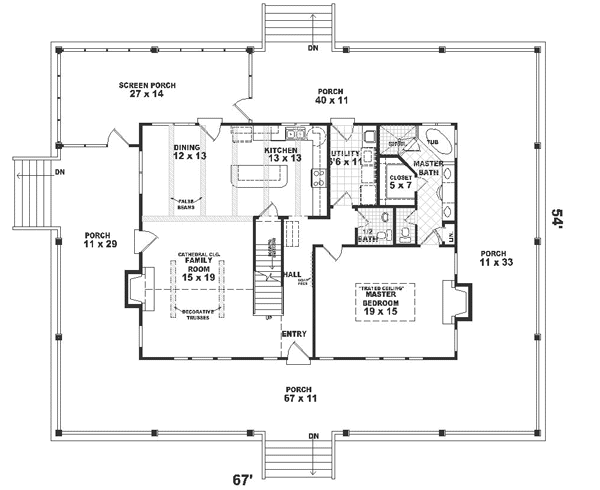 Country Floor Plan - Main Floor Plan #81-103