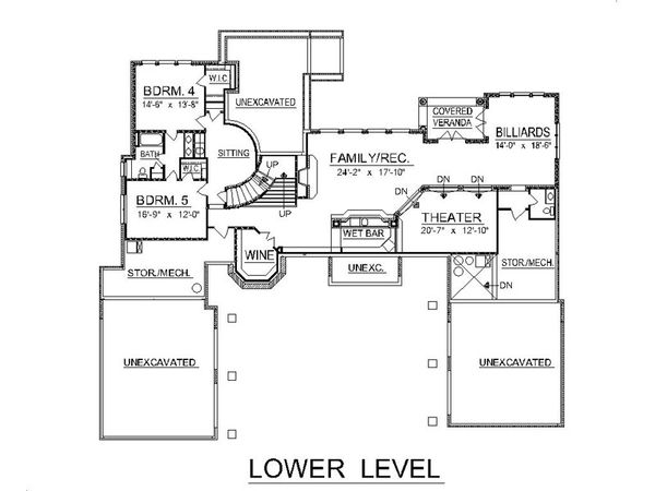 Traditional Floor Plan - Lower Floor Plan #458-1