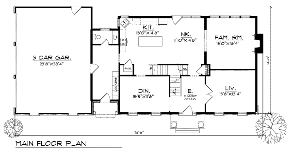 Architectural House Design - Colonial Floor Plan - Main Floor Plan #70-514