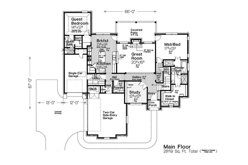 Home Plan - Floor Plan - Main Floor for European House Plan #310-1292 - 5 bed, 4.5 bath